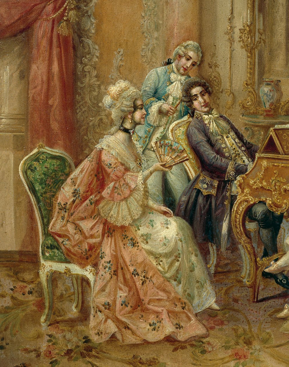 U klavíru, Štěpán Sedláček (1868-1936), olej na plátně, Detail od August Stephan Sedlacek