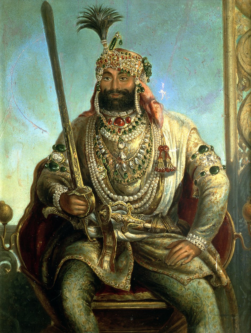 Portrét maharádže Sher Singha, v královských šatech, kolem roku 1850 od August Theodor Schoefft