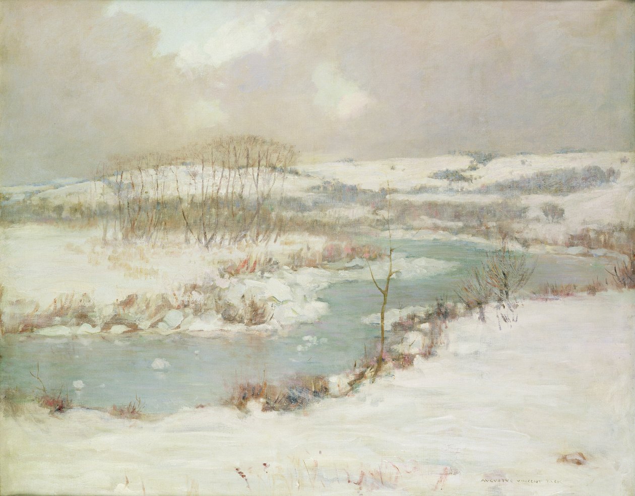 A Stream in Winter (olej na plátně) od August Vincent Tack