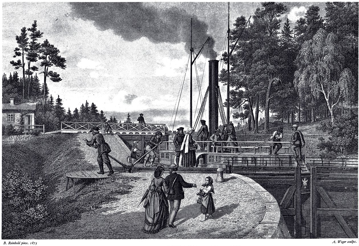 Pohled na zdymadlo Juustila ve Finsku, 1873 od August Weger