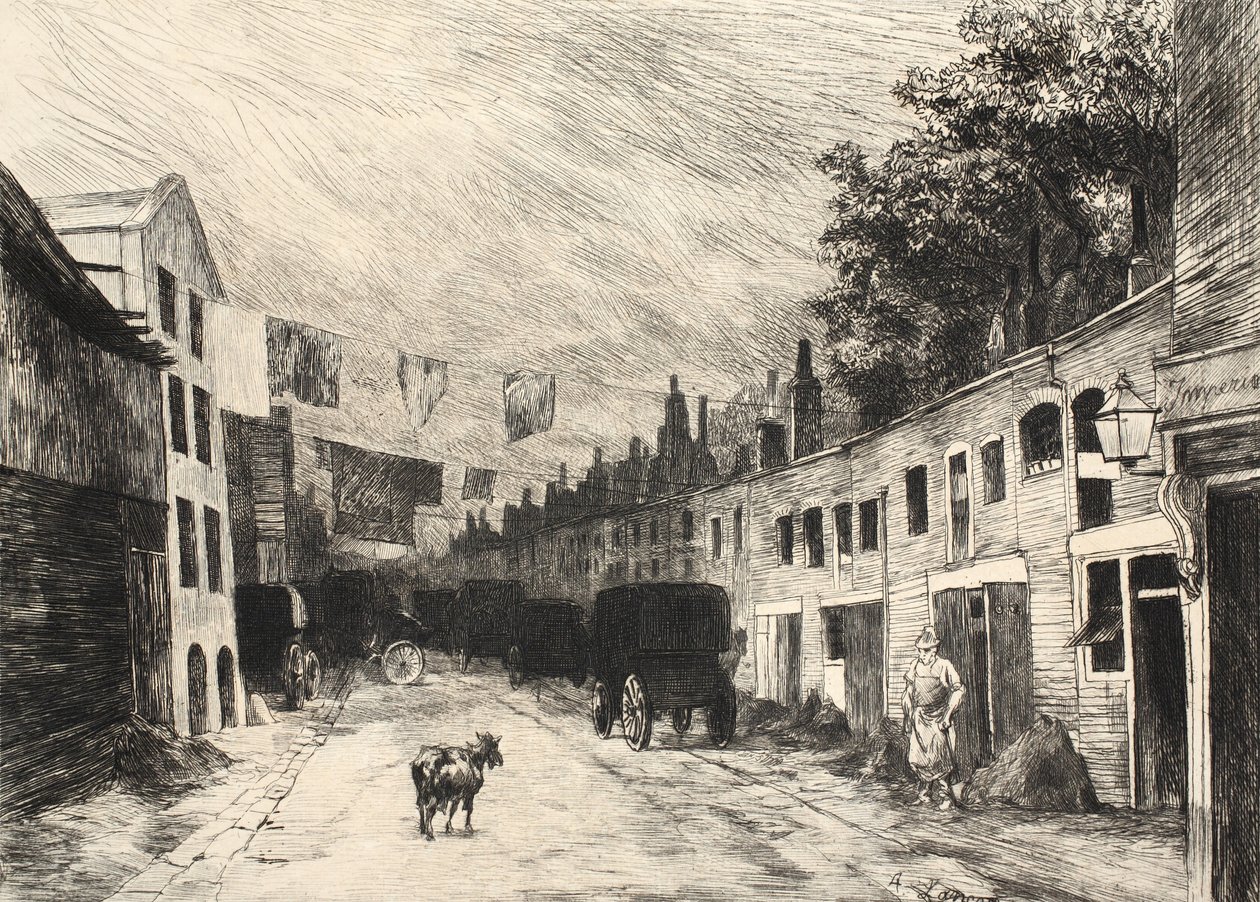 Ilustrace z publikace "La Rue a Londres", vydavatelství G. Charpentier et Cie, 1884. od Auguste Andre Lancon