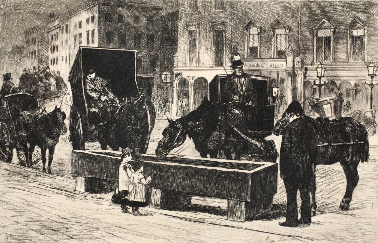 Ilustrace z publikace "La Rue a Londres", vydavatelství G. Charpentier et Cie, 1884. od Auguste Andre Lancon