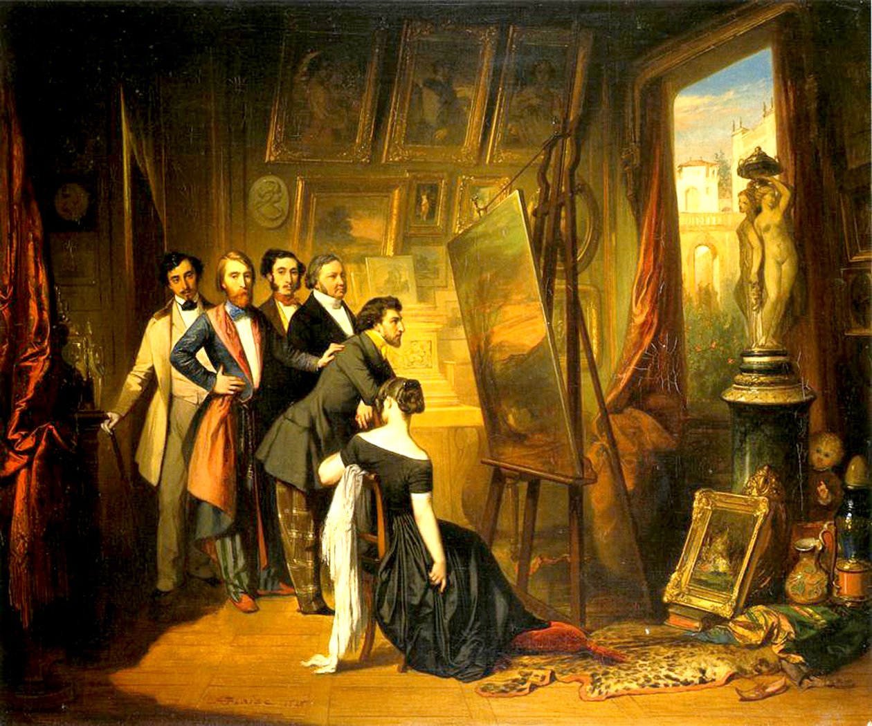 Interiér Bruyasovy pracovny, 1848 od Auguste Barthelemy Glaize
