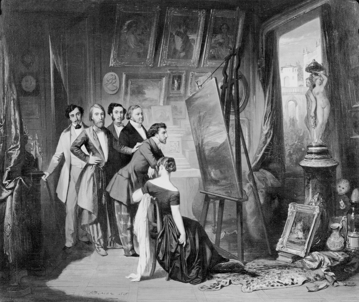 Interiér ateliéru Alfreda Bruyase (1821-77) v Montpellier, 1848 od Auguste Barthelemy Glaize
