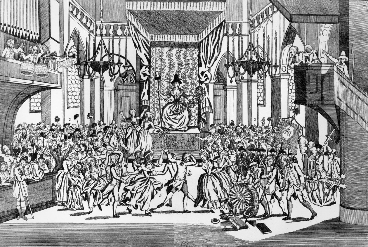Oslava bohyně rozumu v katedrále Notre-Dame v Paříži, 10. listopadu 1793 od Auguste Christian Fleischmann