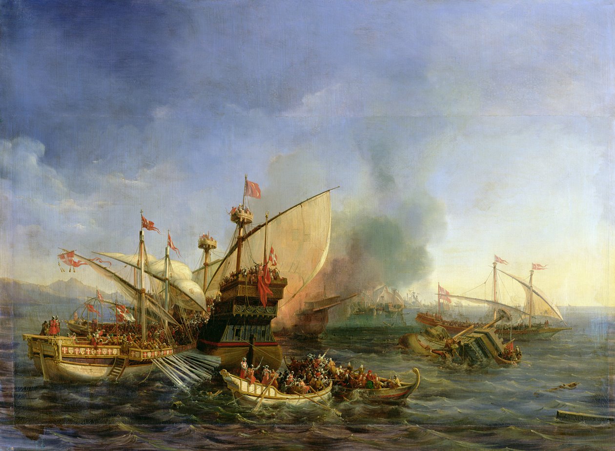 Námořní bitva u Episkopi v roce 1323, 1841 od Auguste Etienne Francois Mayer