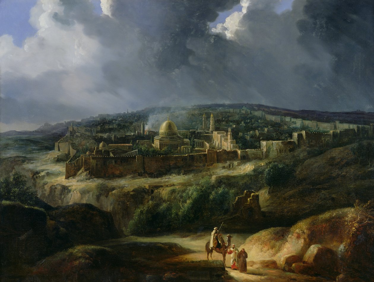 Pohled na Jeruzalém z údolí Joshaphat, 1825 od Auguste Forbin