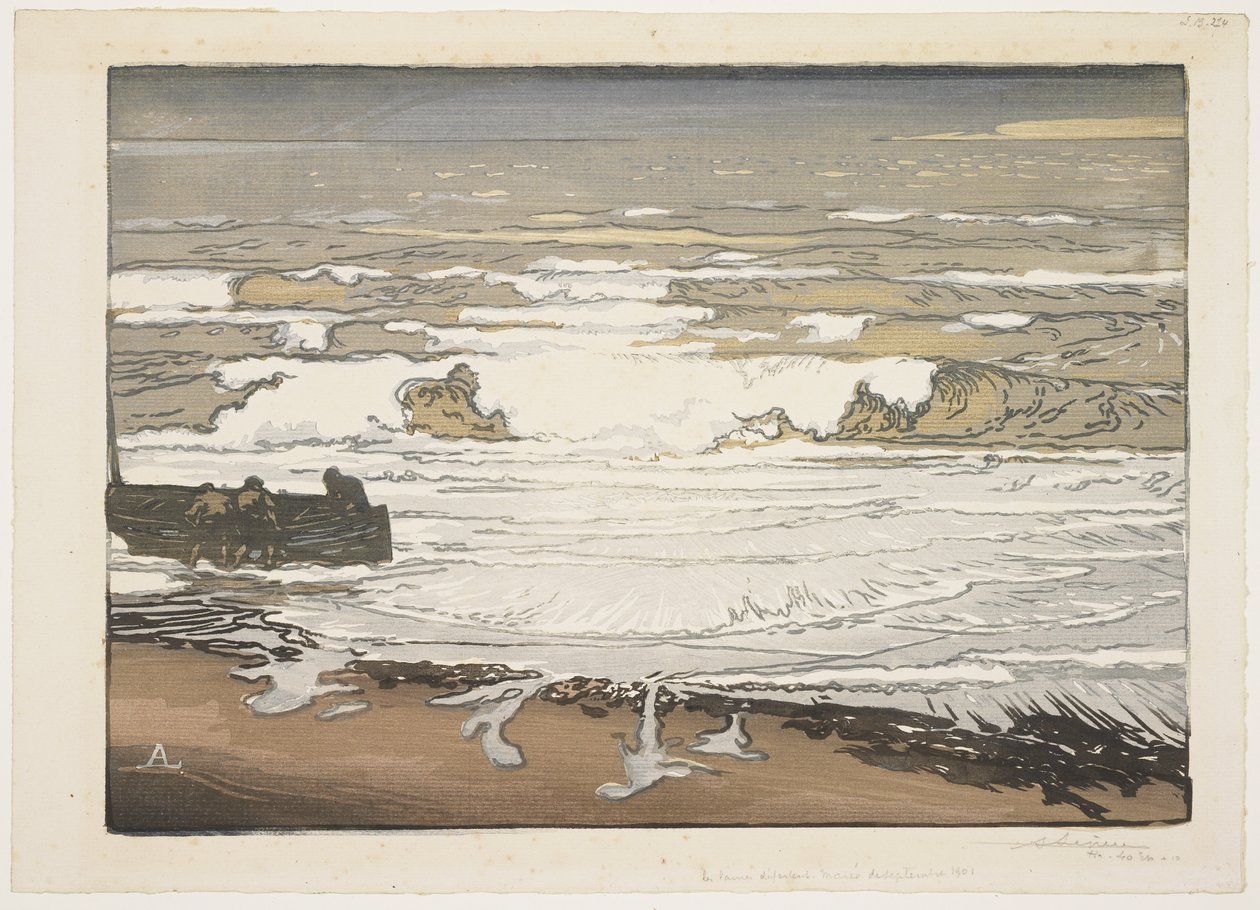 Vlny se lámou, zářijový příliv, 1901 od Auguste Louis Lepère