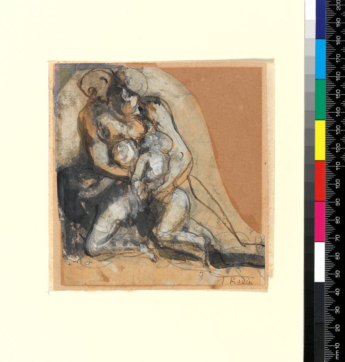 Charita (pero a inkoust a barva těla na lesklém papíře) od Auguste Rodin