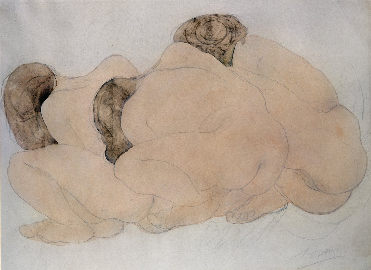 Tři balvany (tužka a wc na papíře) od Auguste Rodin