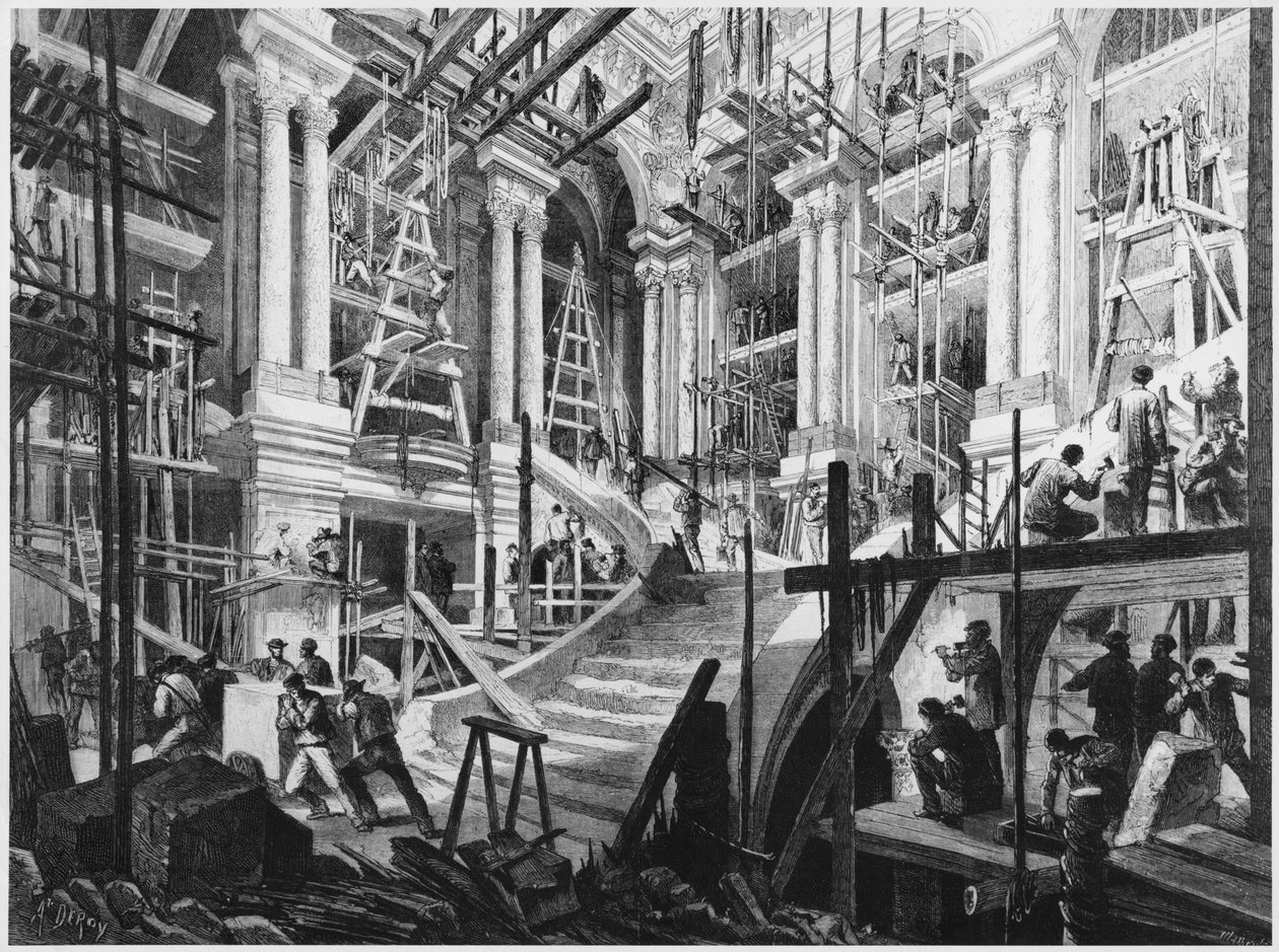 Budova velkého schodiště, Opera, Paříž od Auguste Victor Deroy