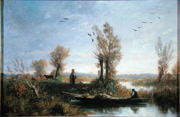 The Banks of a Canal (olej na plátně) od Auguste Paul Charles Anastasi