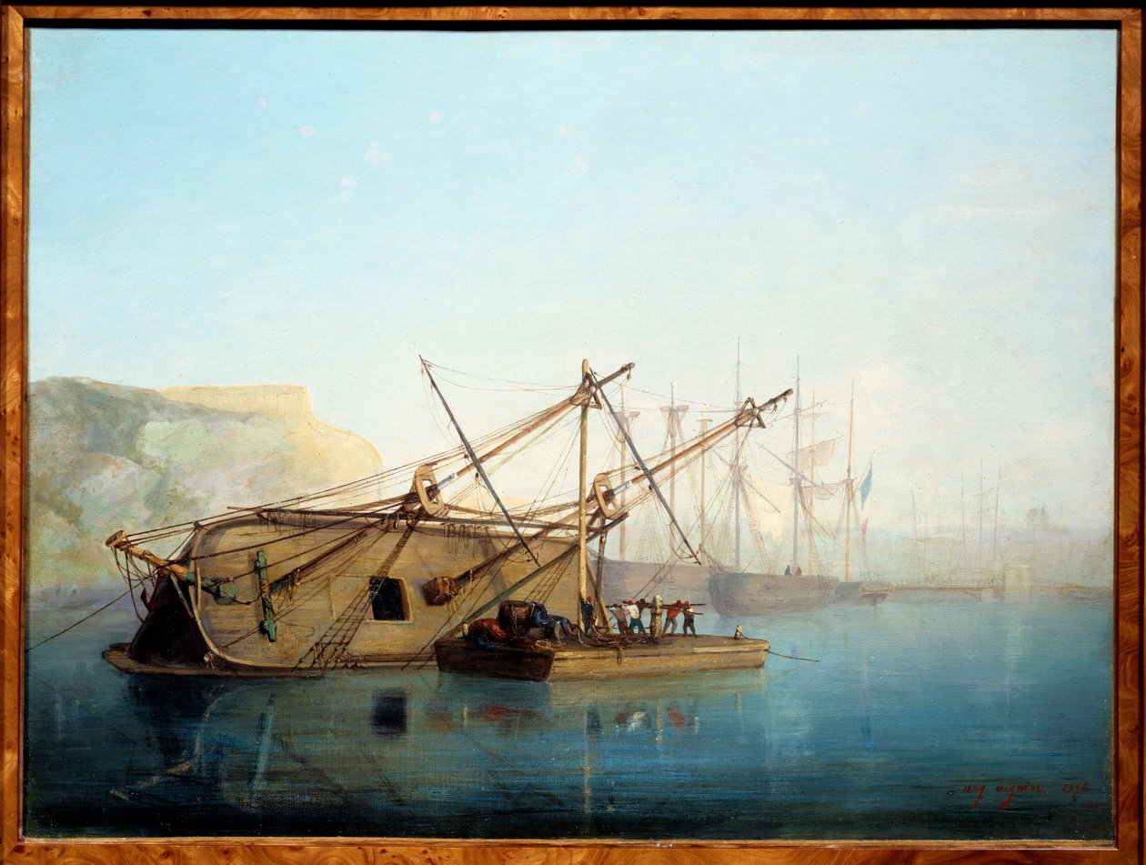 Plachetnice s akvarelem od Auguste Aiguier (1819-1865) od Auguste Aiguier