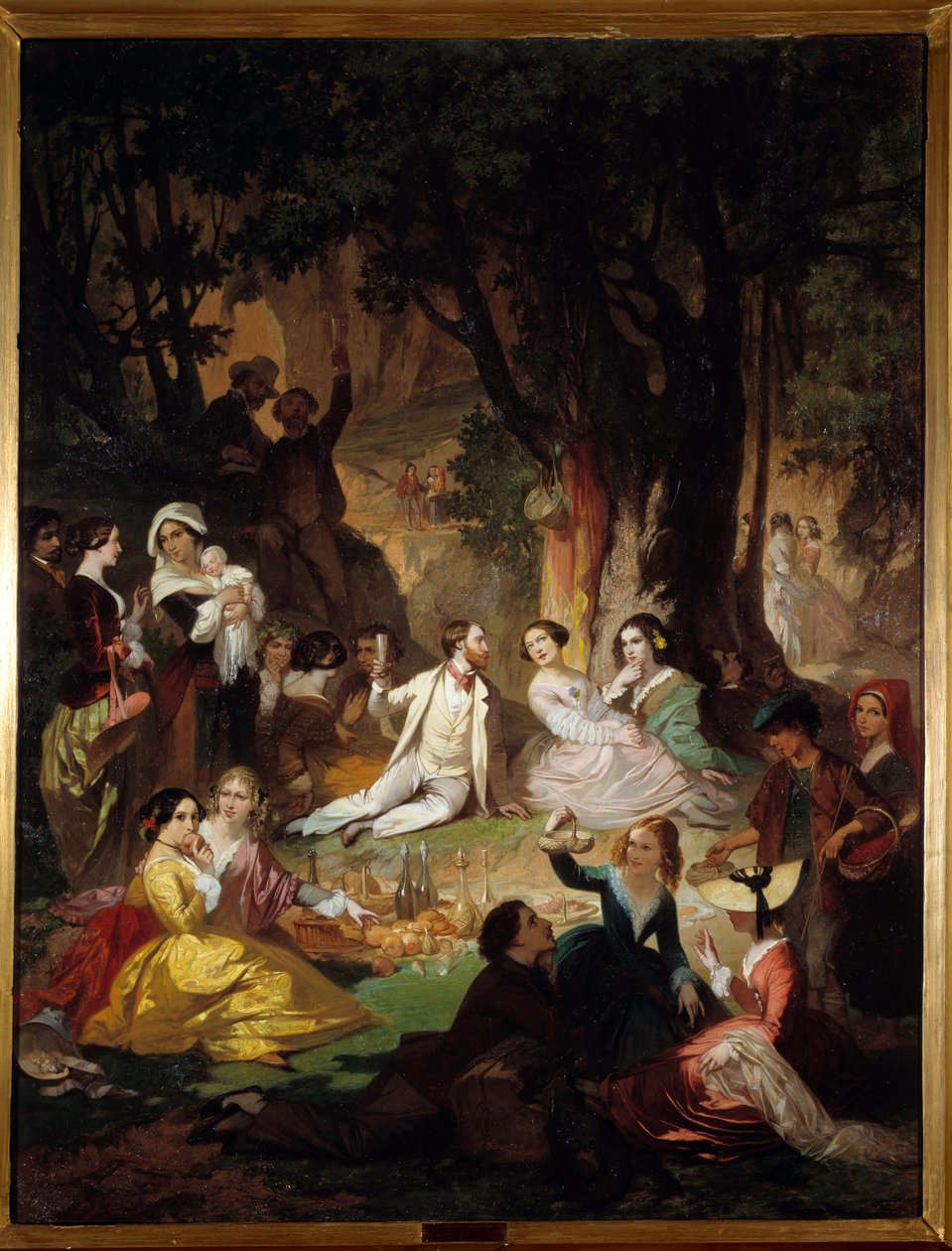 Ochutnávka Champetre Scéna pikniku v buržoazní společnosti. Obraz od Barthelemyho Glaizese (1807-1893) 1850 Montpellier, Fabre Museum od Auguste Barthelemy Glaize