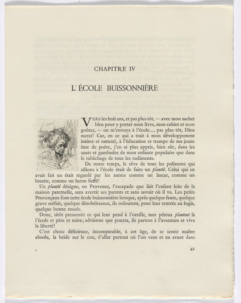Frédéric Mistral: Mémoires et Recits, Frédéric Mistral: busta ženy (strana 41) od Auguste Brouet