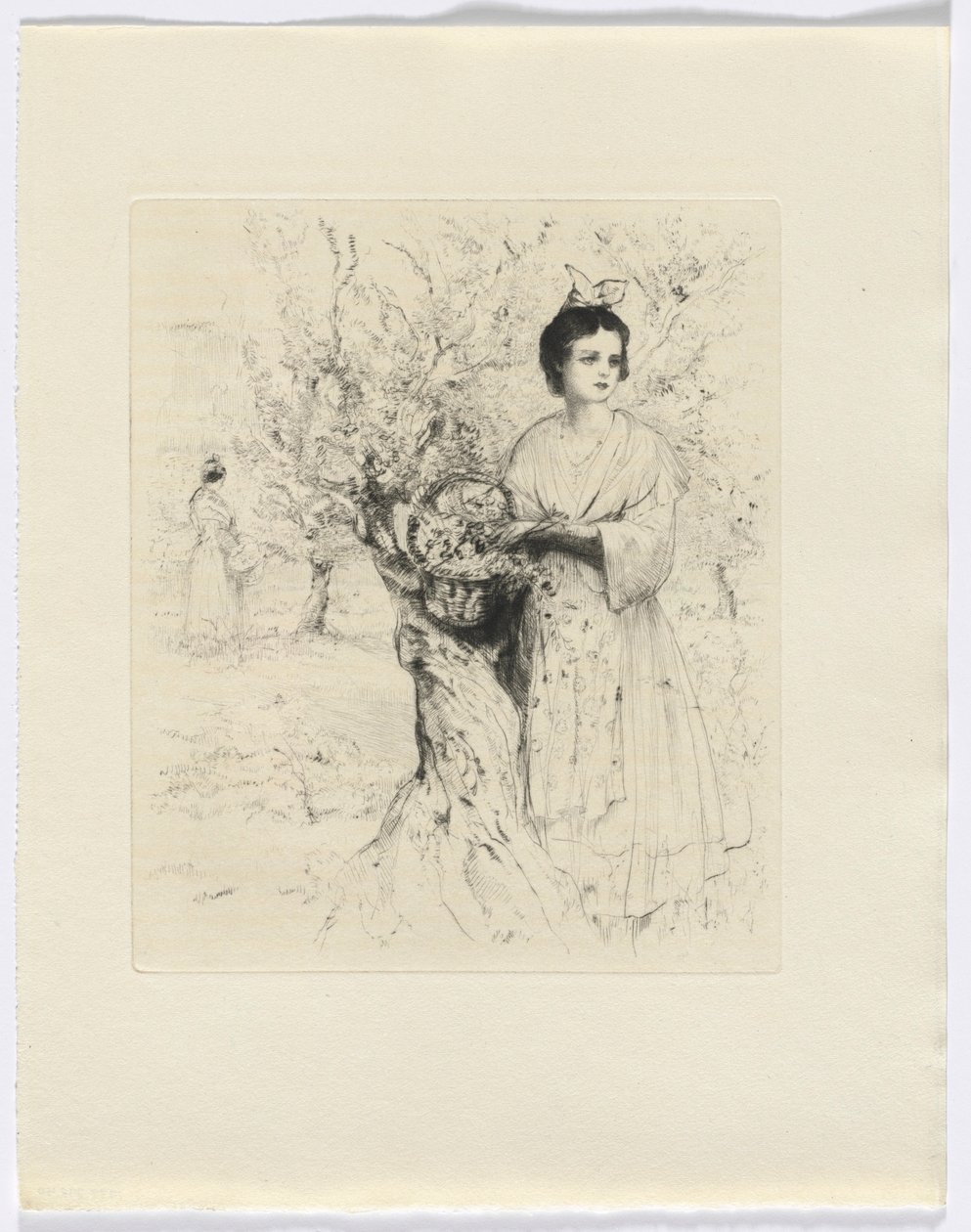 Frédéric Mistral: Frédéric Mistral: Mémoires et Recits: žena venku s košíkem květin (vloženo za str. 192) od Auguste Brouet