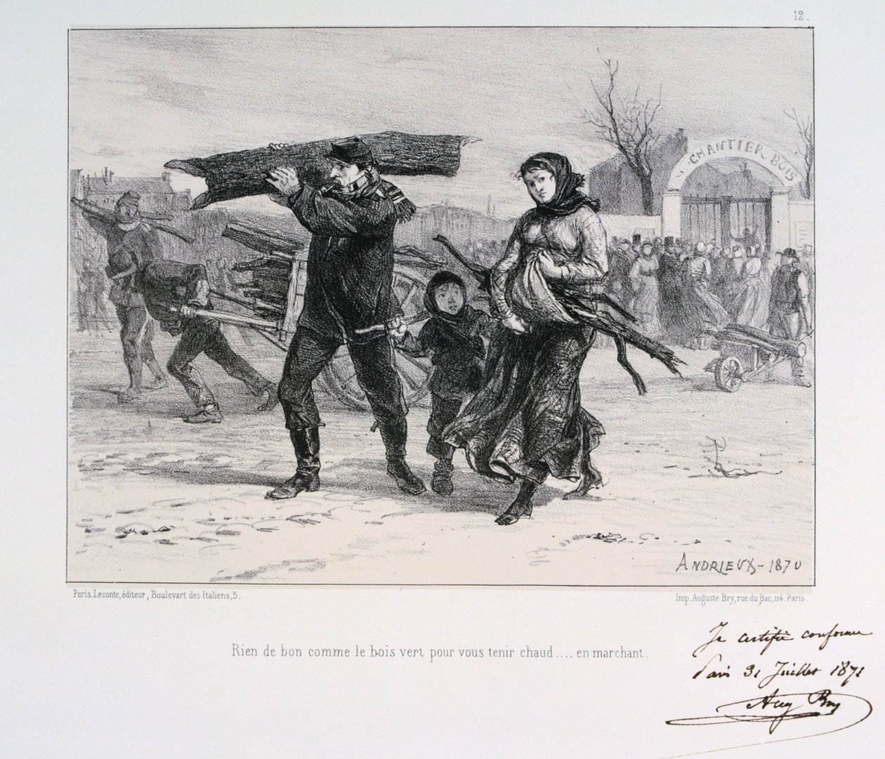 Sbírání palivového dříví, obléhání Paříže, francouzsko-pruská válka, 1870 1871 od Auguste Bry