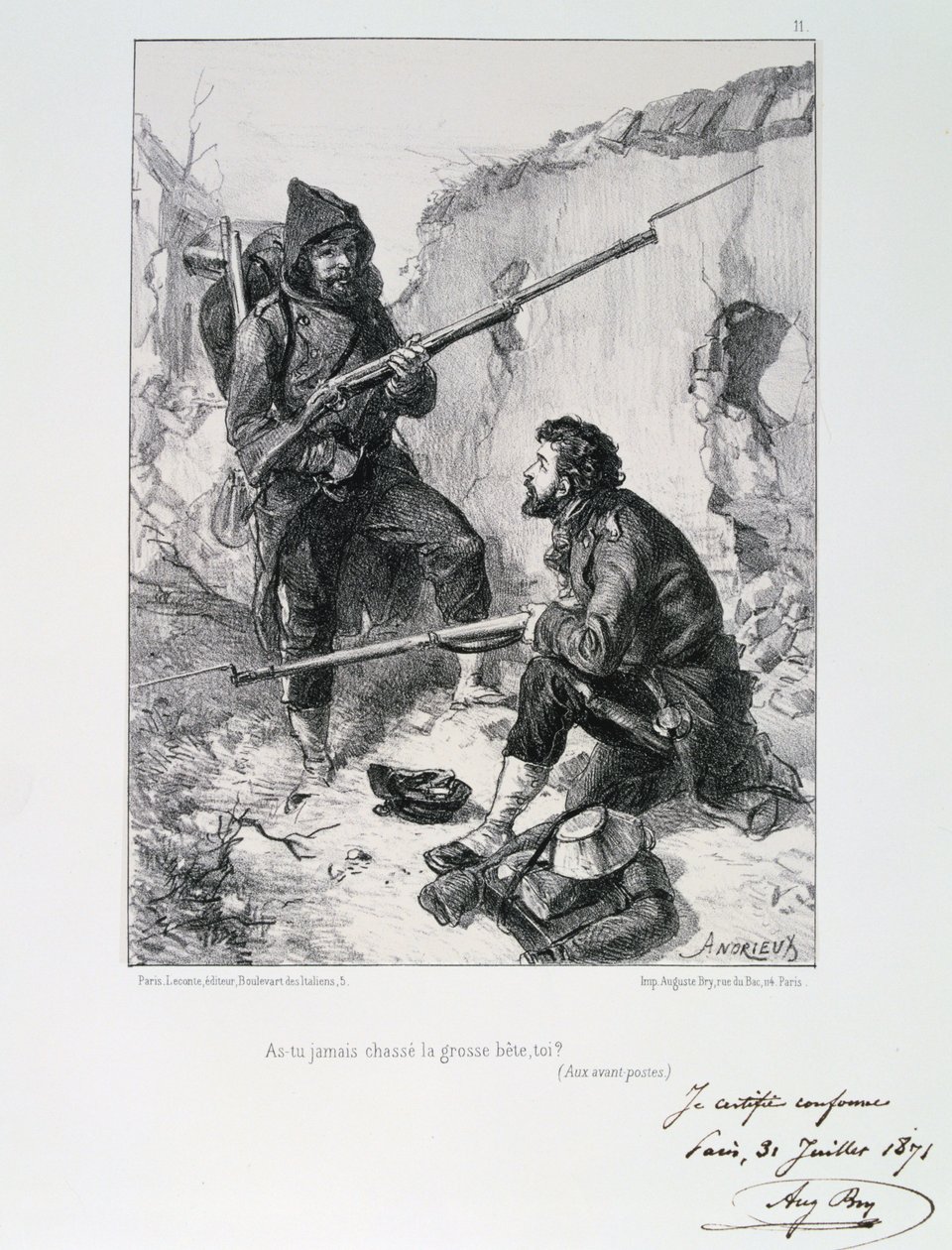 V zákopech, obléhání Paříže, francouzsko-pruská válka, 1870-1871 1871 od Auguste Bry