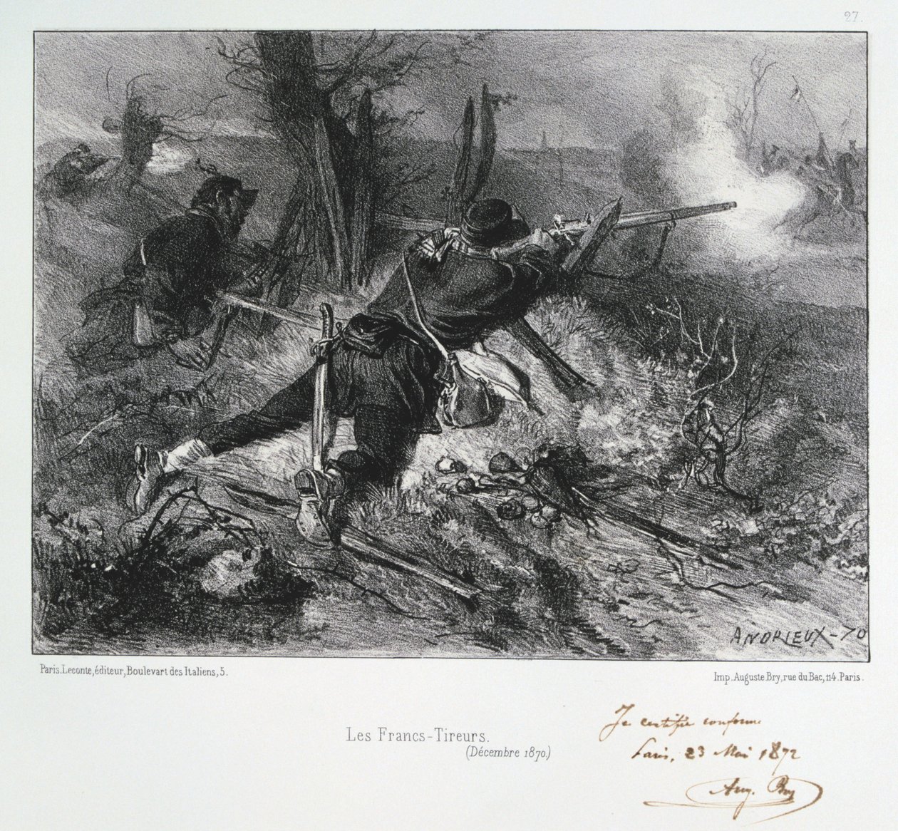 Les Francs-Tireurs, obležení Paříže, francouzsko-pruská válka, prosinec 1870 1872 od Auguste Bry