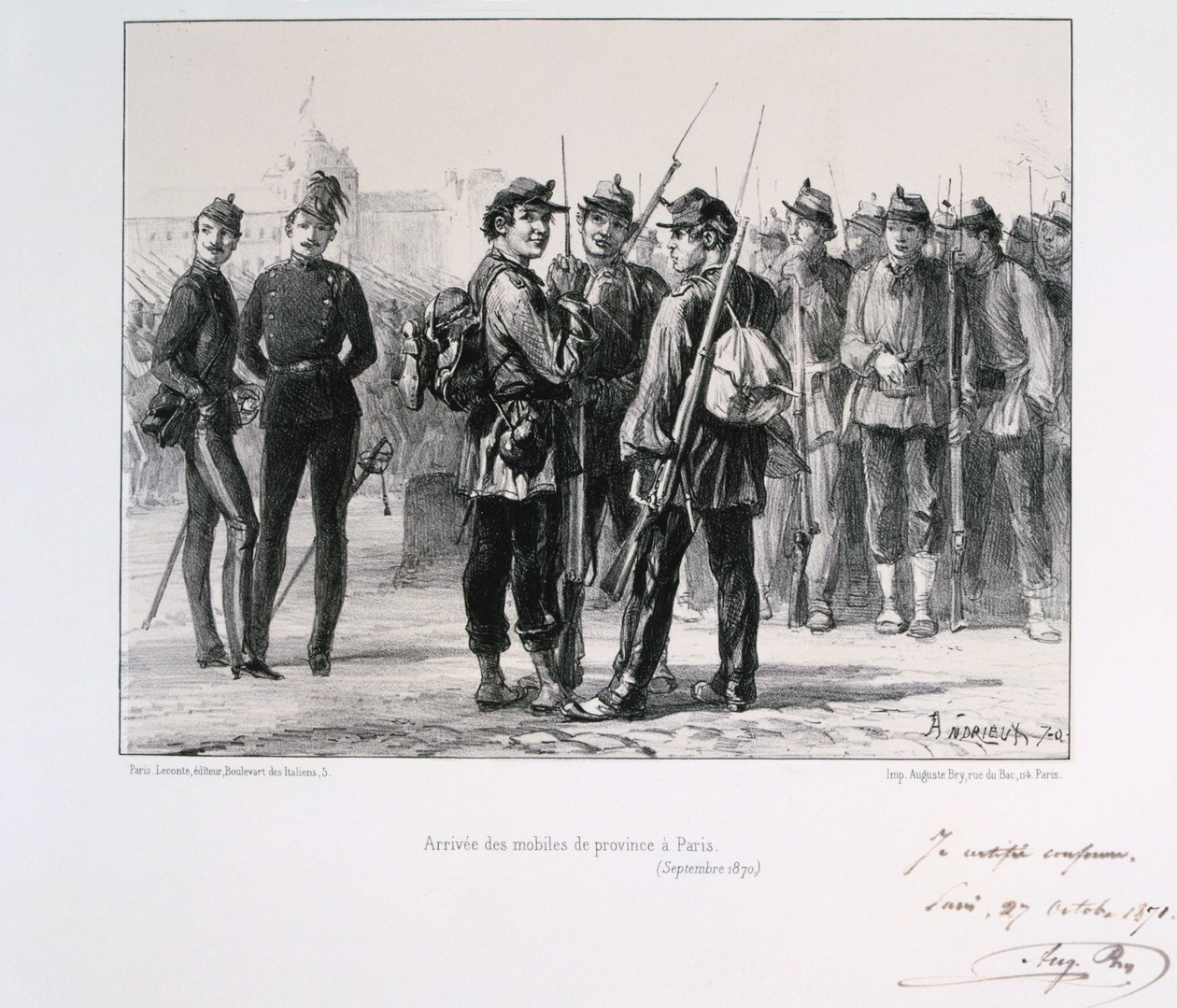 Vojska z provincií přijíždějící do Paříže před pruským obležením, září 1870 1871 od Auguste Bry