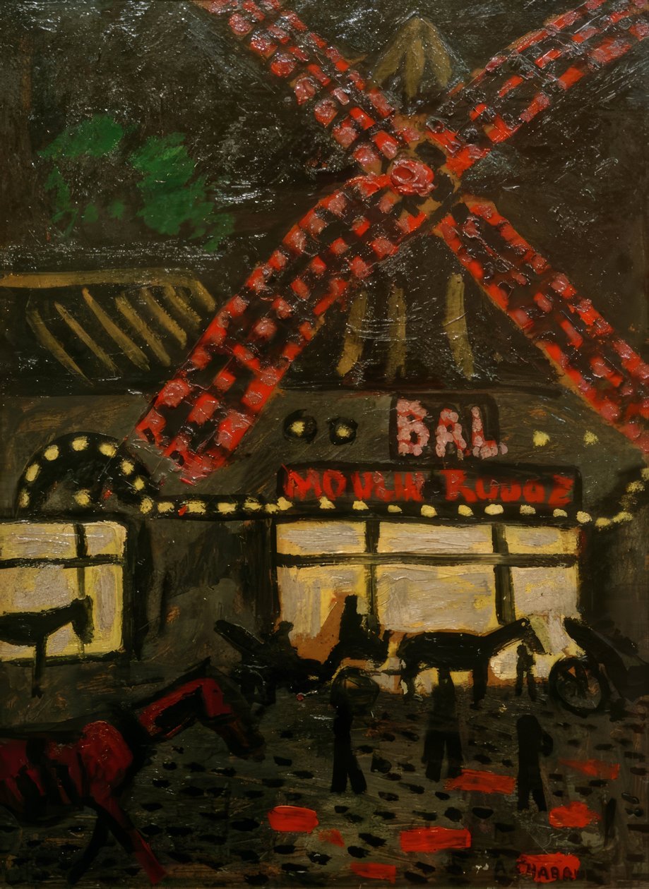 Moulin Rouge v noci od Auguste Chabaud