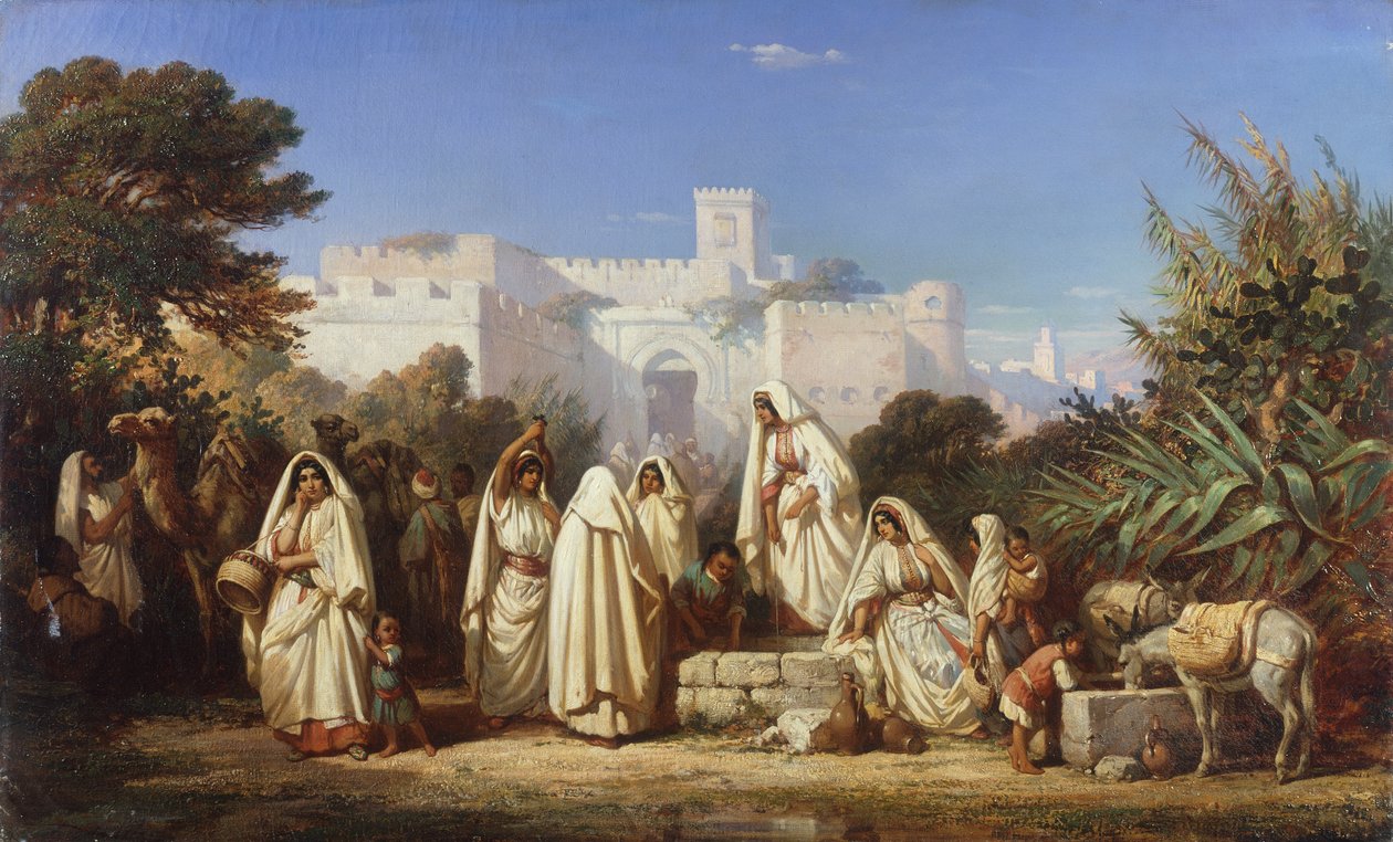 Studna Casbah v Tangeru (olej na plátně) od Auguste Delacroix
