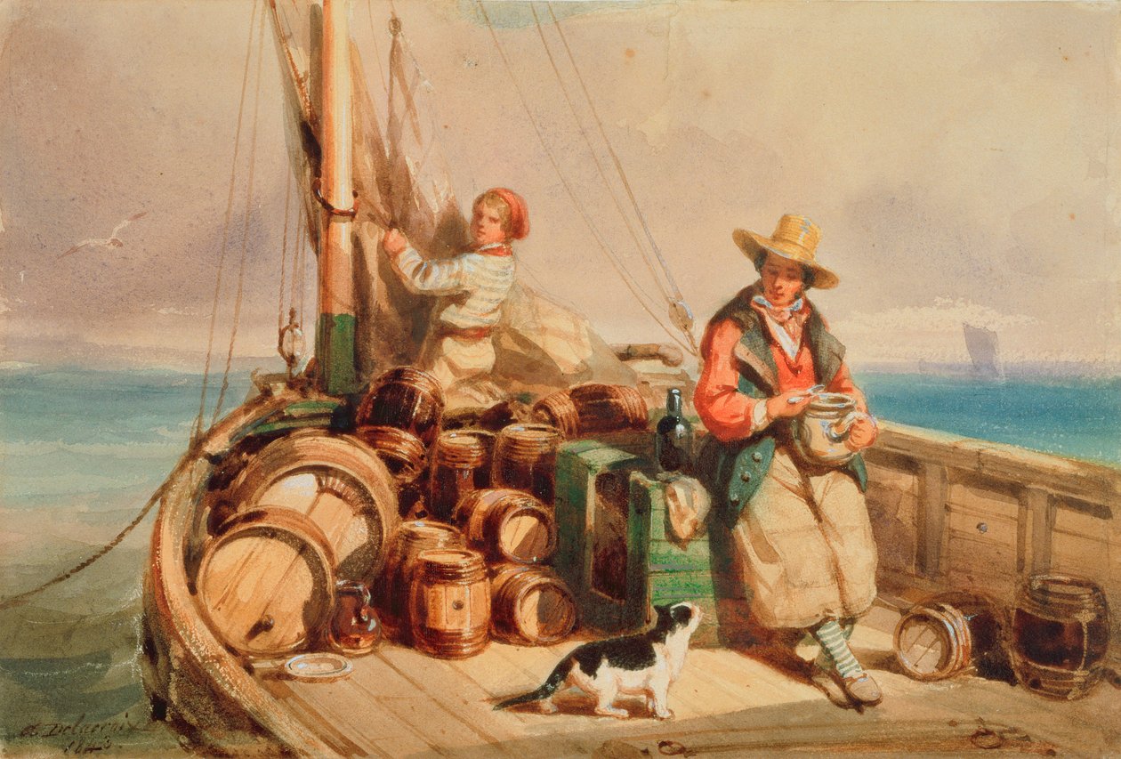 Dvě figury na lodi, 1843 (wc na papíře) od Auguste Delacroix