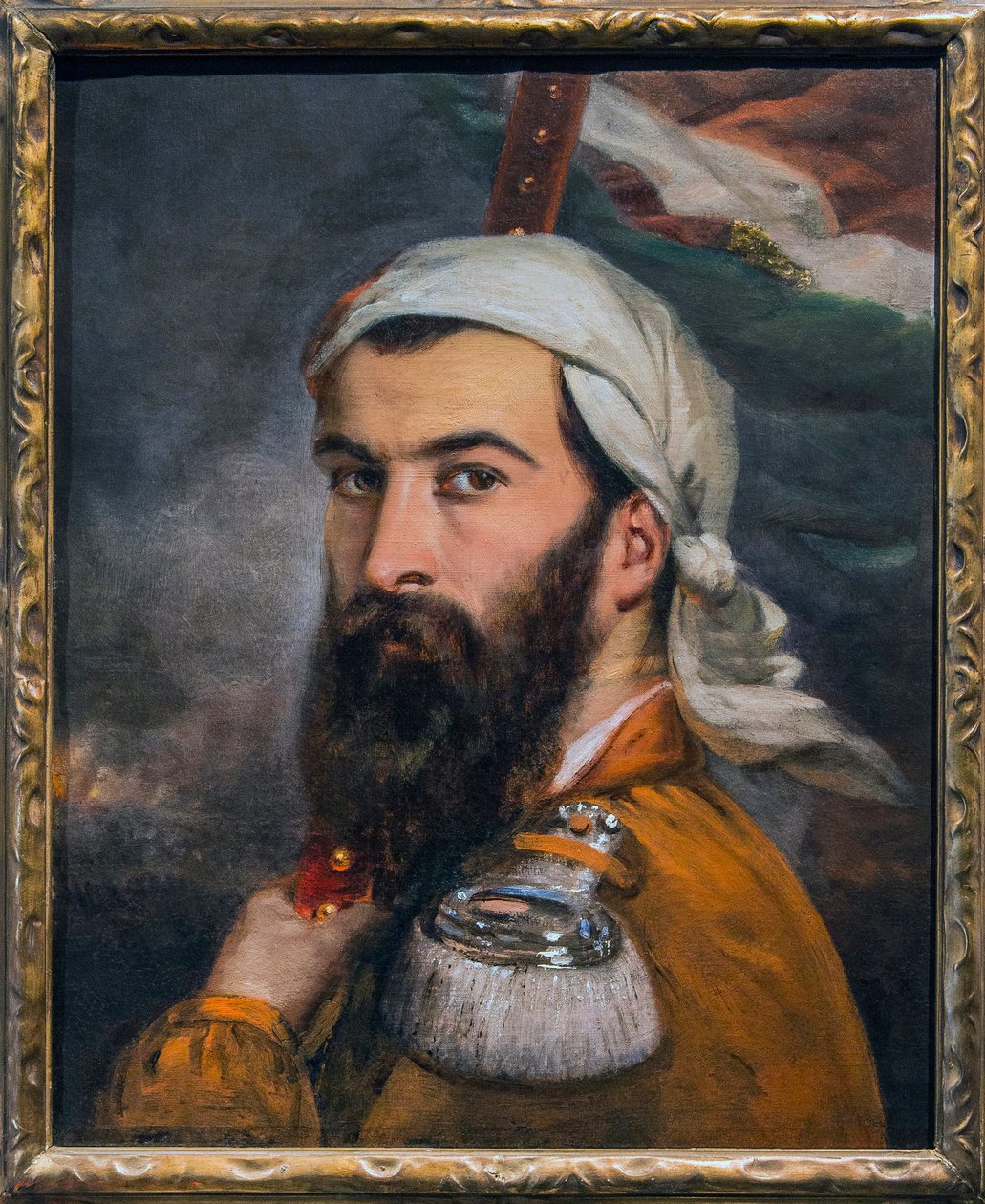 Giuseppe Garibaldi po bitvě u Morazzone 1848 - obraz Auguste ESTIENNE (1807 - 1882) Paříž - Musee de l