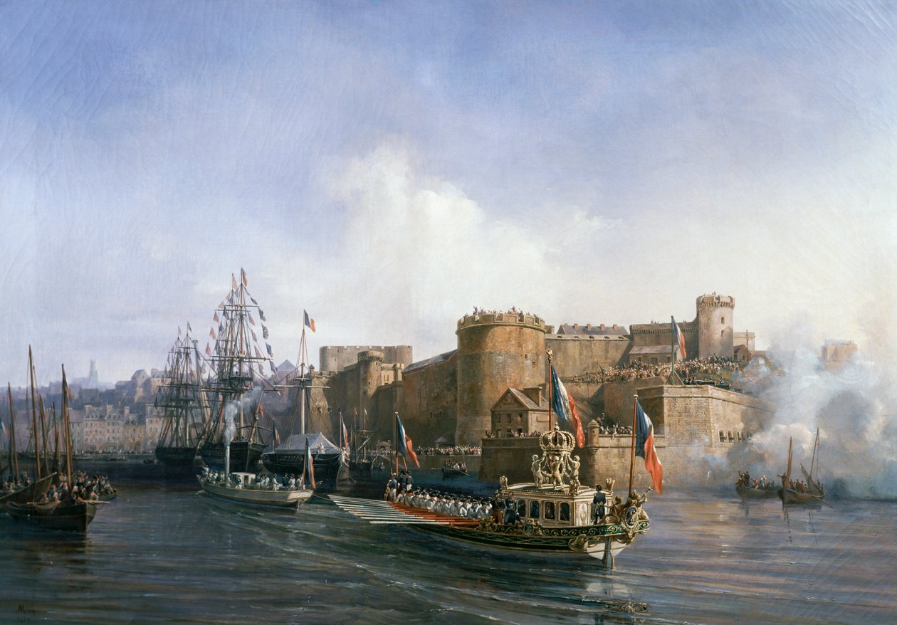 Napoleon III:n vierailu Brestissä, keisarin vene saapumassa satamaan 11. elokuuta od Auguste Etienne Francois Mayer