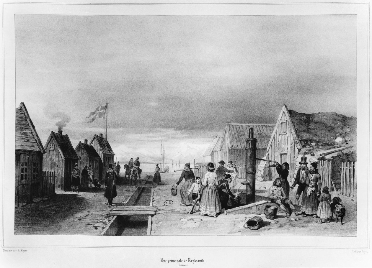 High Street, Reykjavík od Auguste Etienne Francois Mayer