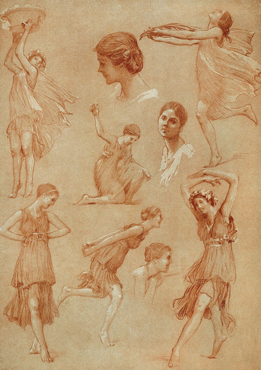 Náčrtky představující americkou tanečnici Isadoru Duncan od Auguste Francois Marie Gorguet od Auguste Francois Gorguet