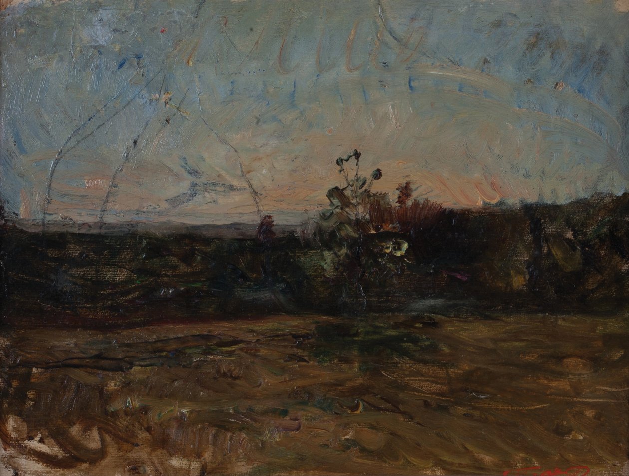 Krajina z 19. století (olej na plátně připevněném na dřevě) od Auguste Francois Ravier