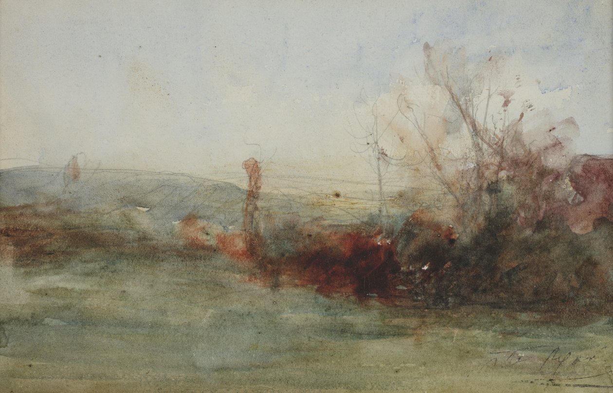 Krajina, asi 1853-65 (akvarel na papíře) od Auguste Francois Ravier