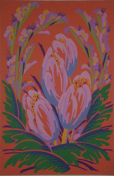 Motiv květinového designu z „Formes et couleurs: dvacet barevných desek obsahujících šedesát sedm dekorativních motivů“, které vydal A. Levy, Librarie Centrale des Beaux-Arts, Paříž od Auguste H. Thomas