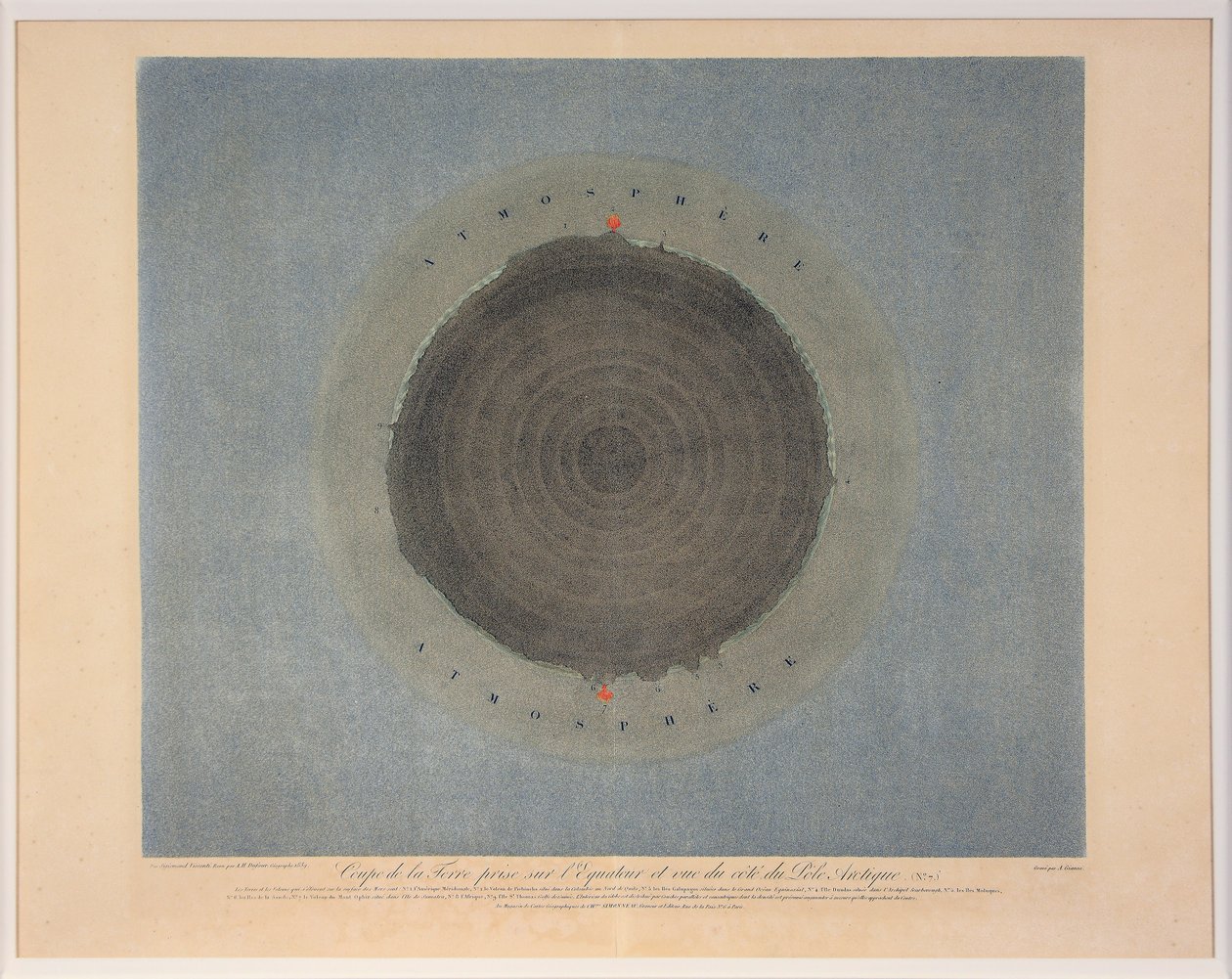 Záběr Země pořízený na rovníku a viděný ze strany arktického pólu č. 7, hospoda. 1839. od Auguste Henri Dufour
