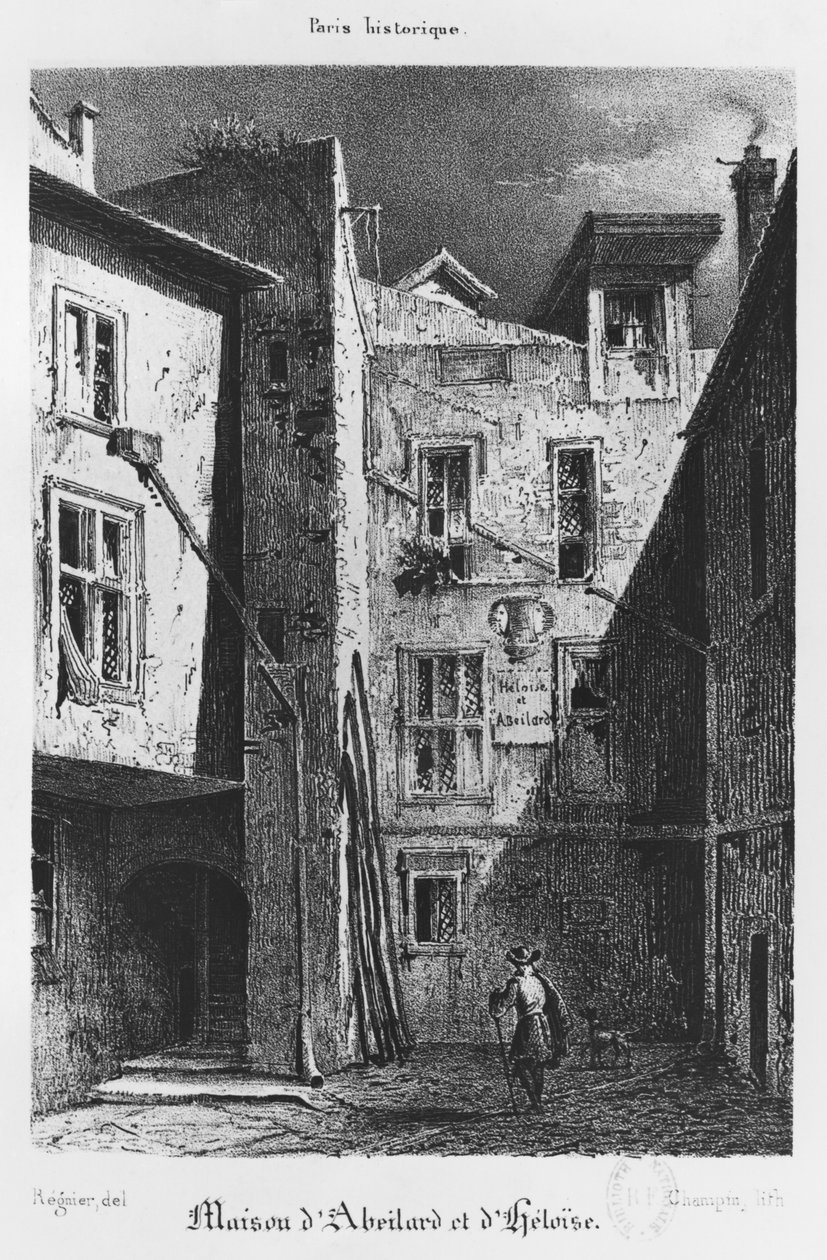 Dům Heloise a Abelarda, ilustrace z „Paris historique“, od Auguste Jacques Regnier