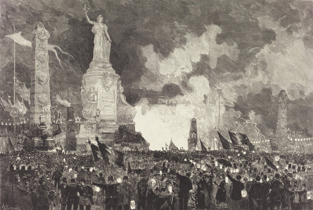14. července. Osvětlení Place de la République, 1883. od Auguste Lepere