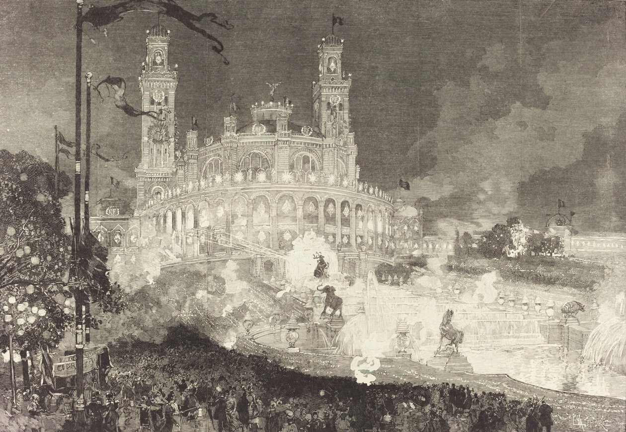 14. července. Osvětlení Palais du Trocadéro, 1883. od Auguste Lepere