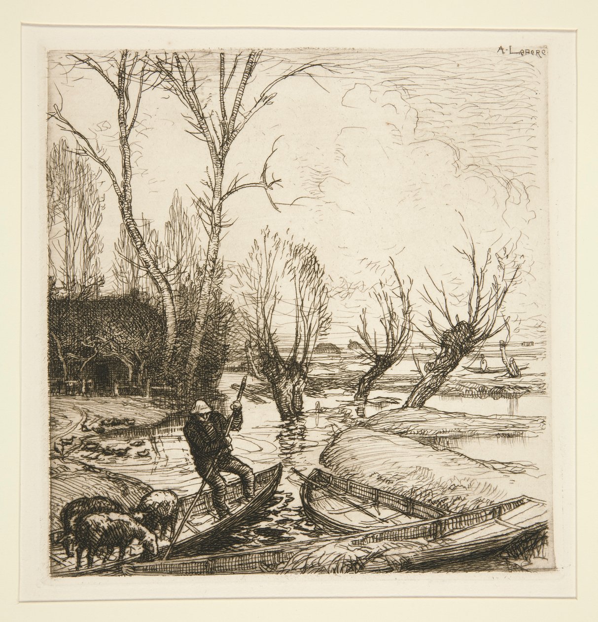 U zatopené bažiny - Pastýř (The Flooded Marais - The Shepherd) od Auguste Lepere