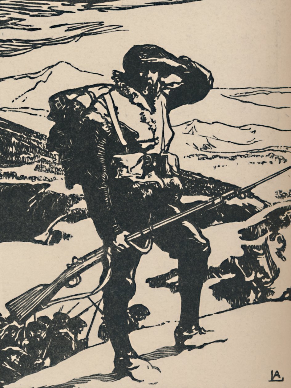 Alpský lovec sleduje Rýnskou nížinu, 1919 od Auguste Louis Lepère