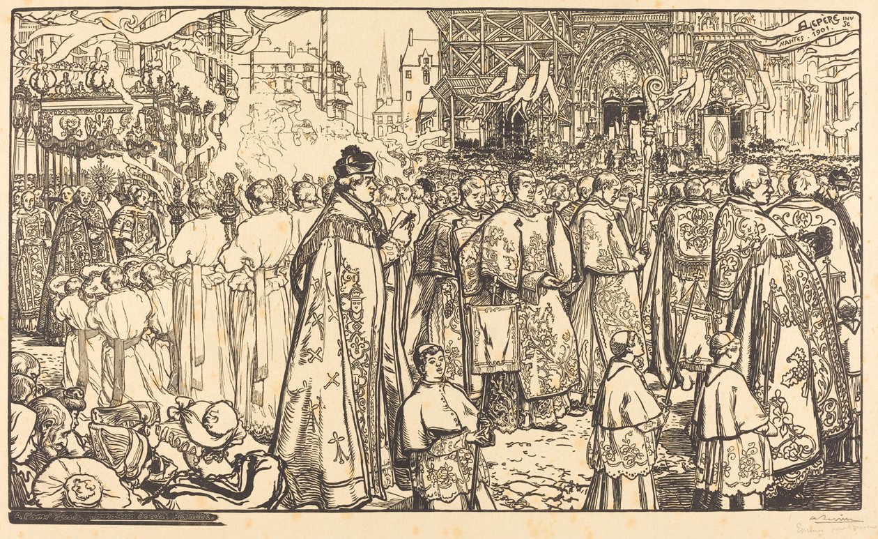 Procesí Božího těla v Nantes od Auguste Lepere