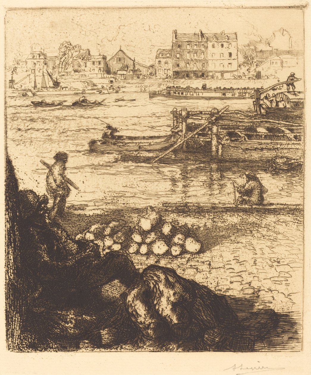Dockman, molo v La Gare od Auguste Lepere