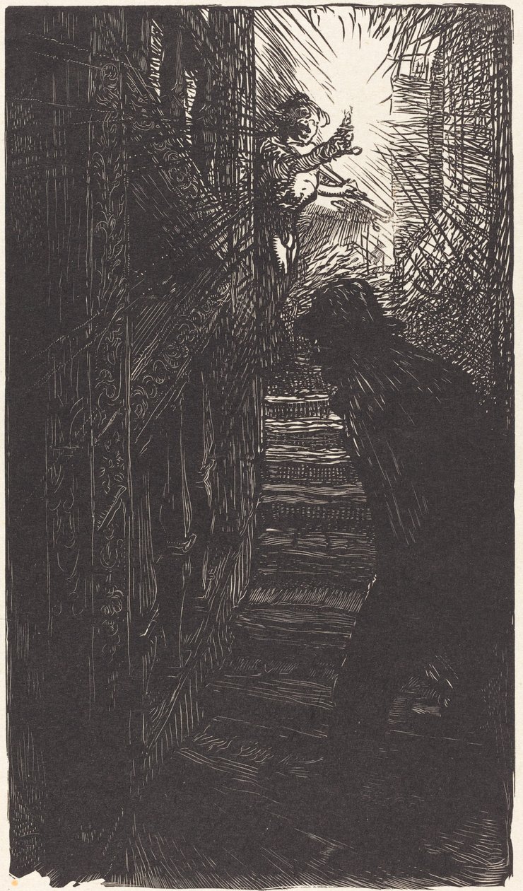 Schodiště vyřezávané rue Boutebrie od Auguste Lepere