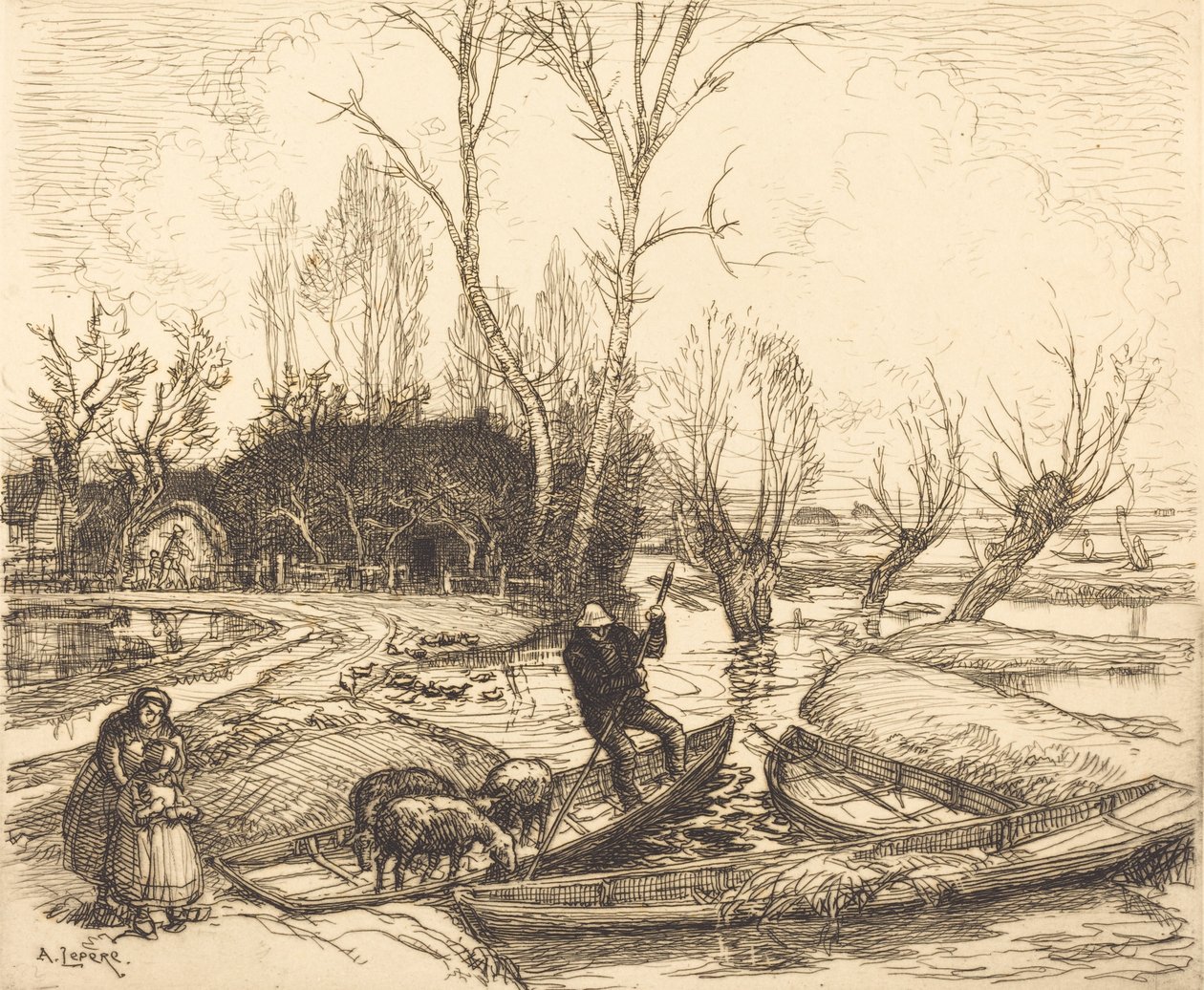 V potopené bažině - The Shepherd Au marais inonde - Le berger, 1911. od Auguste Lepere