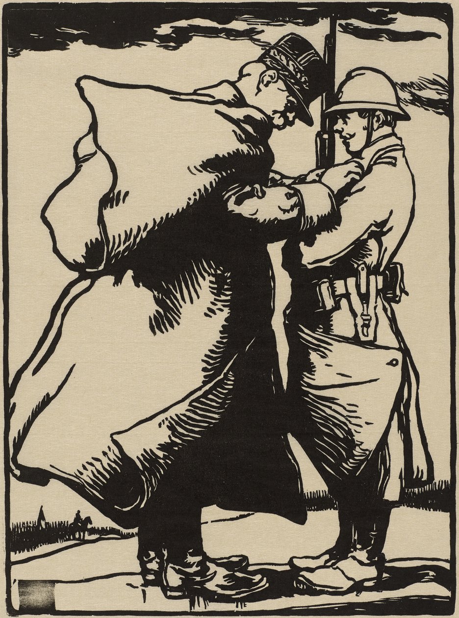 Joffre, otec vojáka (dřevořez na japonském morušovém papíře) od Auguste Lepere