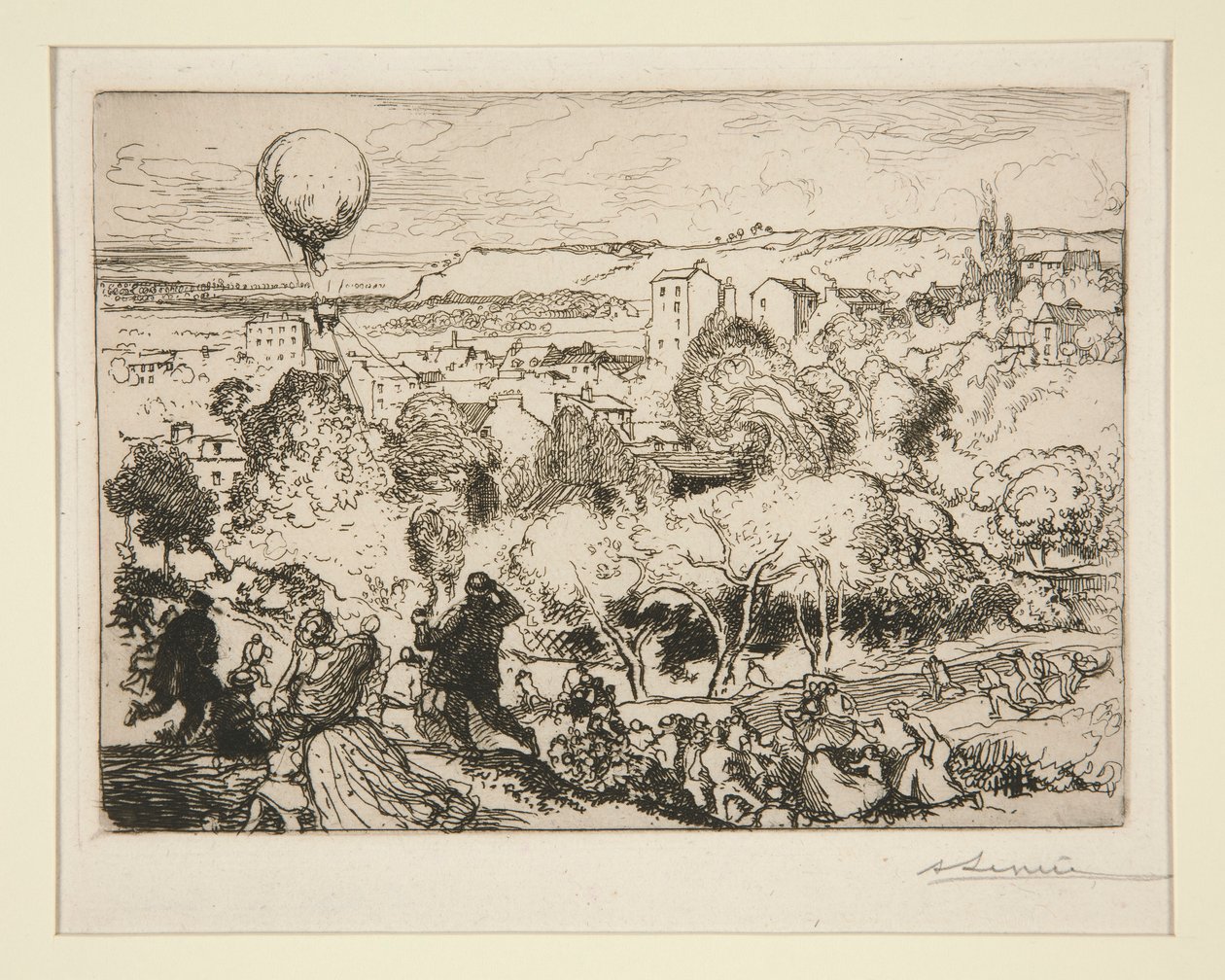 Padající balón, v Pr?-Saint-Gervais (The Falling Balloon, in Pre-Saint-Gervais) od Auguste Lepere
