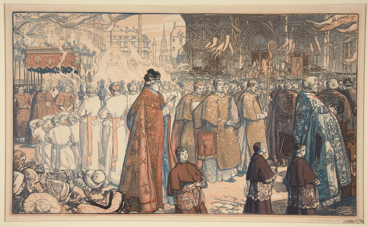 Procesí Božího těla? Nantes (Průvod Božího těla v Nantes) od Auguste Lepere