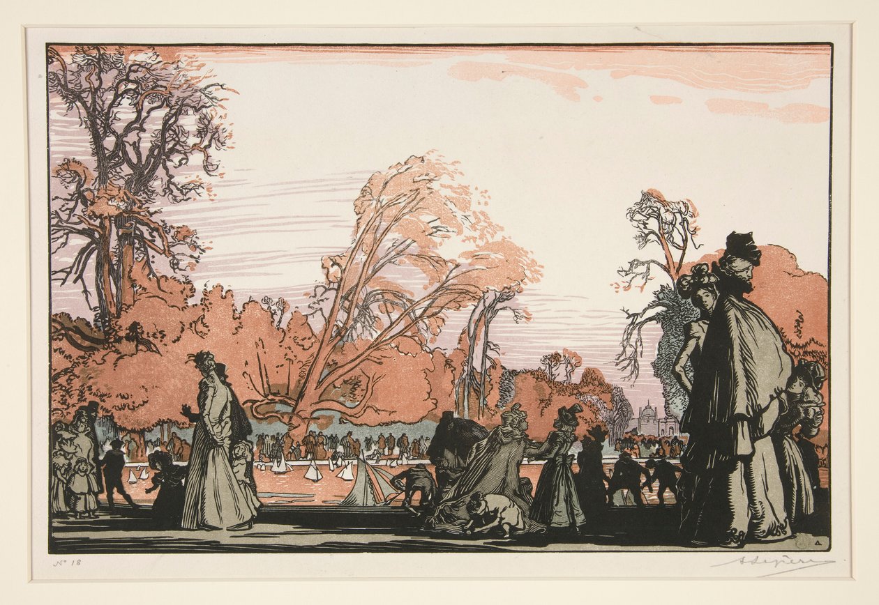 Le bassin des Tuileries (Rybník v Tuileries) od Auguste Lepere