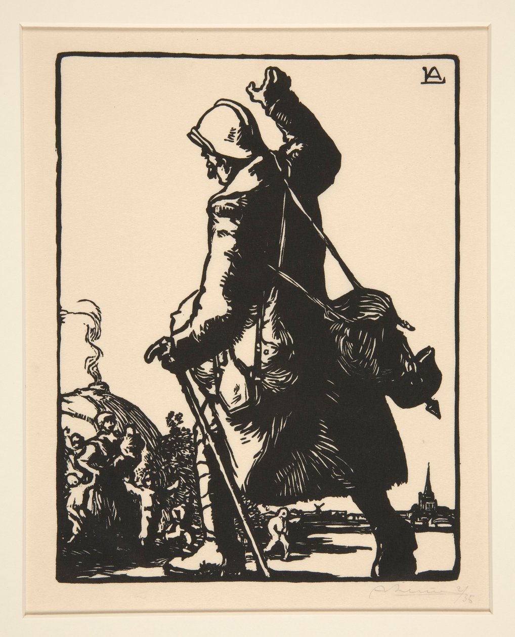 Voják na dovolené, z Války 1914, první série, č.16 od Auguste Lepere