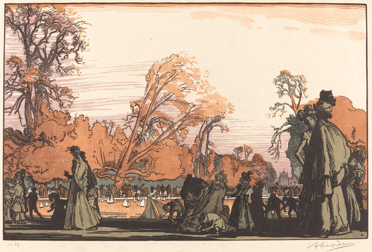 Rybník v Tuileries (Le bassin des Tuileries) od Auguste Lepere